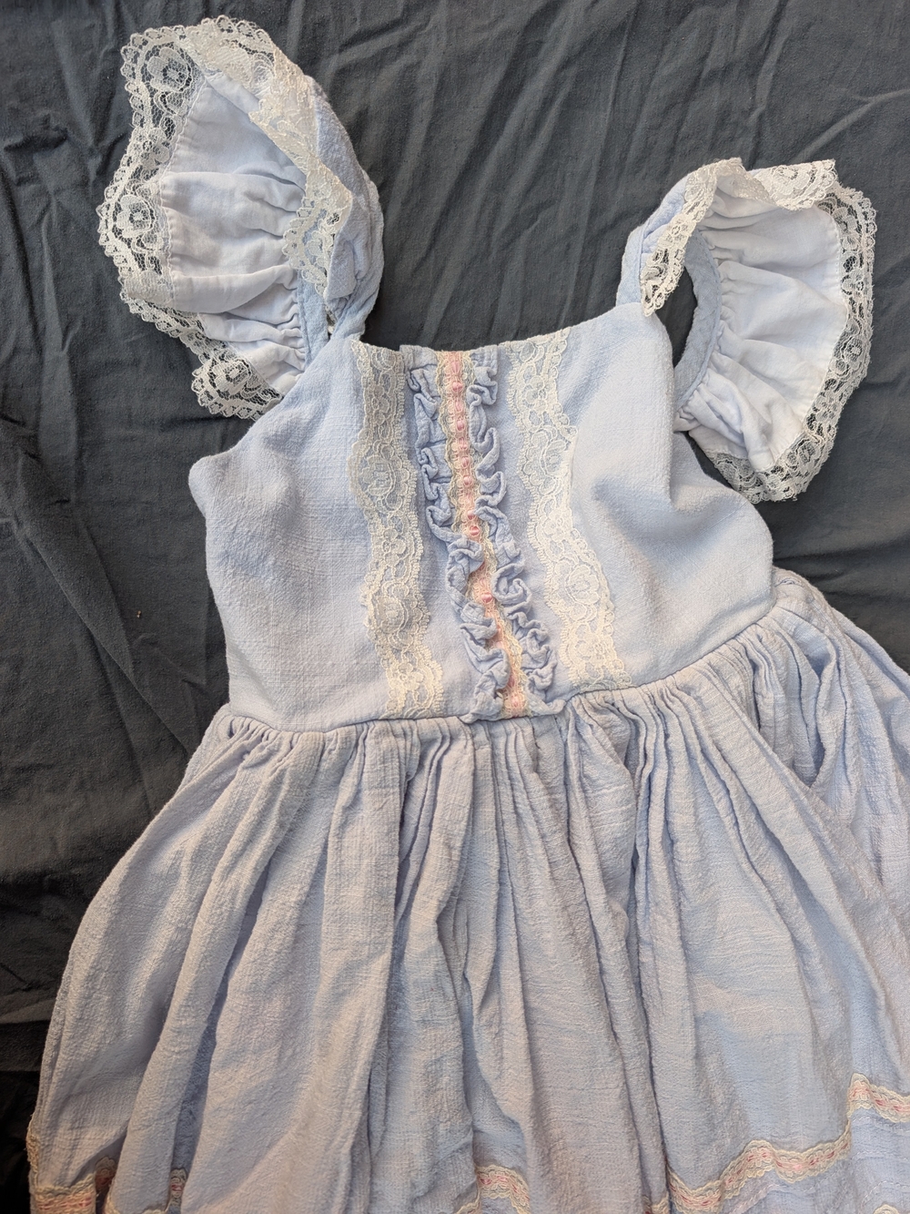 Dollcake Light Blue Lace-Trim Ruffled Kids' Formal Dress